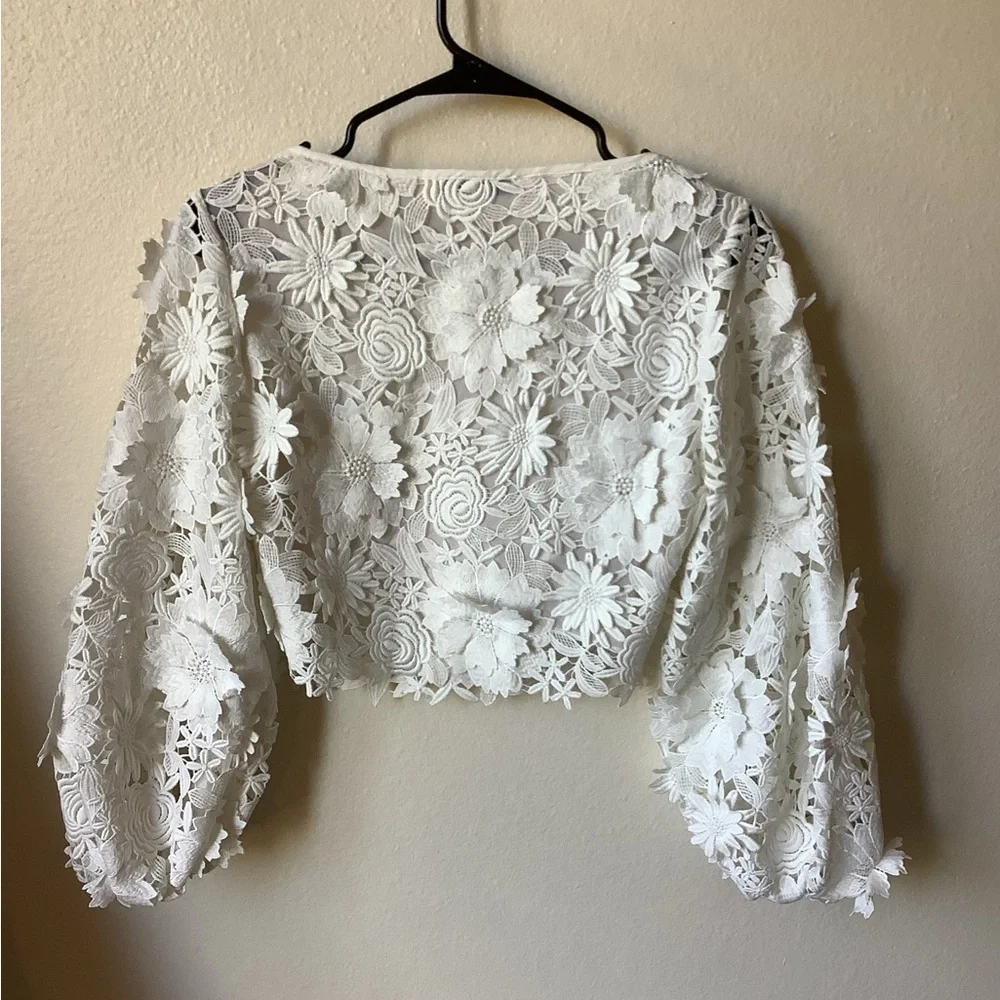 Milly Camilla Floral Crop Blouse - Picture 4 of 9